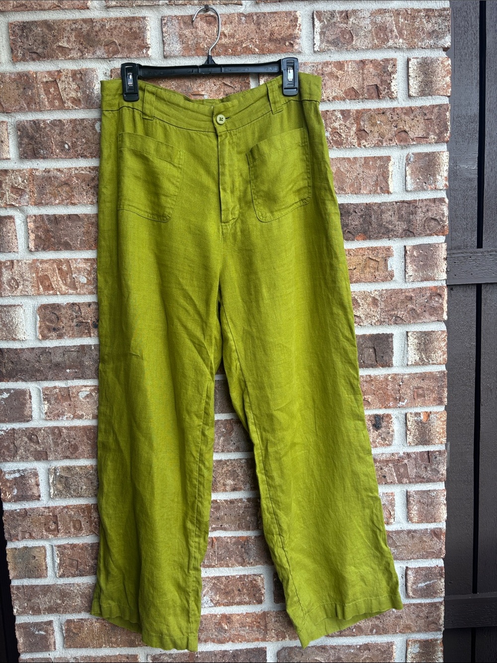 Nicole miller 100% Linen Wide-Leg Pants in Olive Green